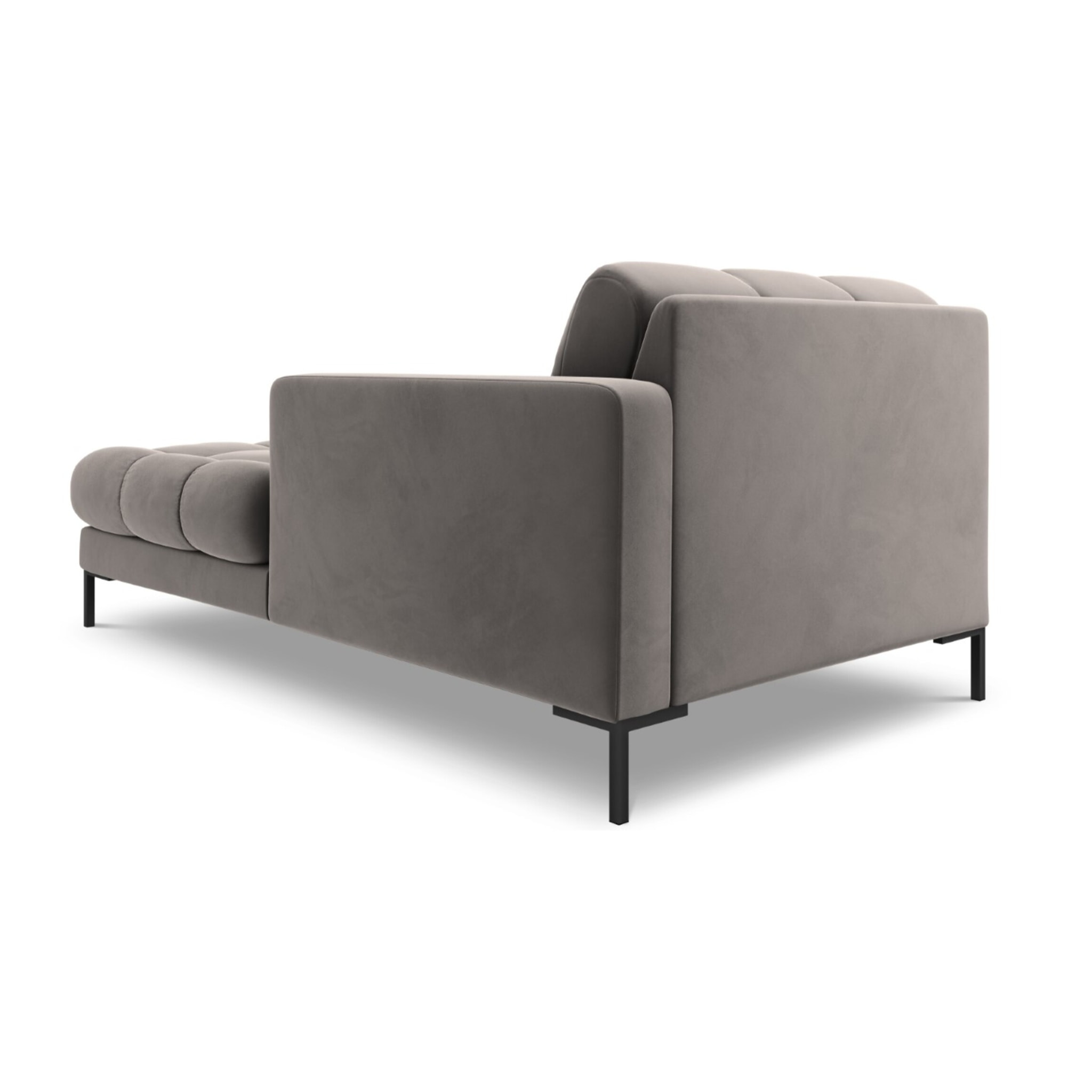 Méridienne droite "Bali" en velours gris clair