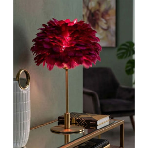 LAMPADA DA TAVOLO BALL FEATHER BORDEAUX CM Ø 30X50
