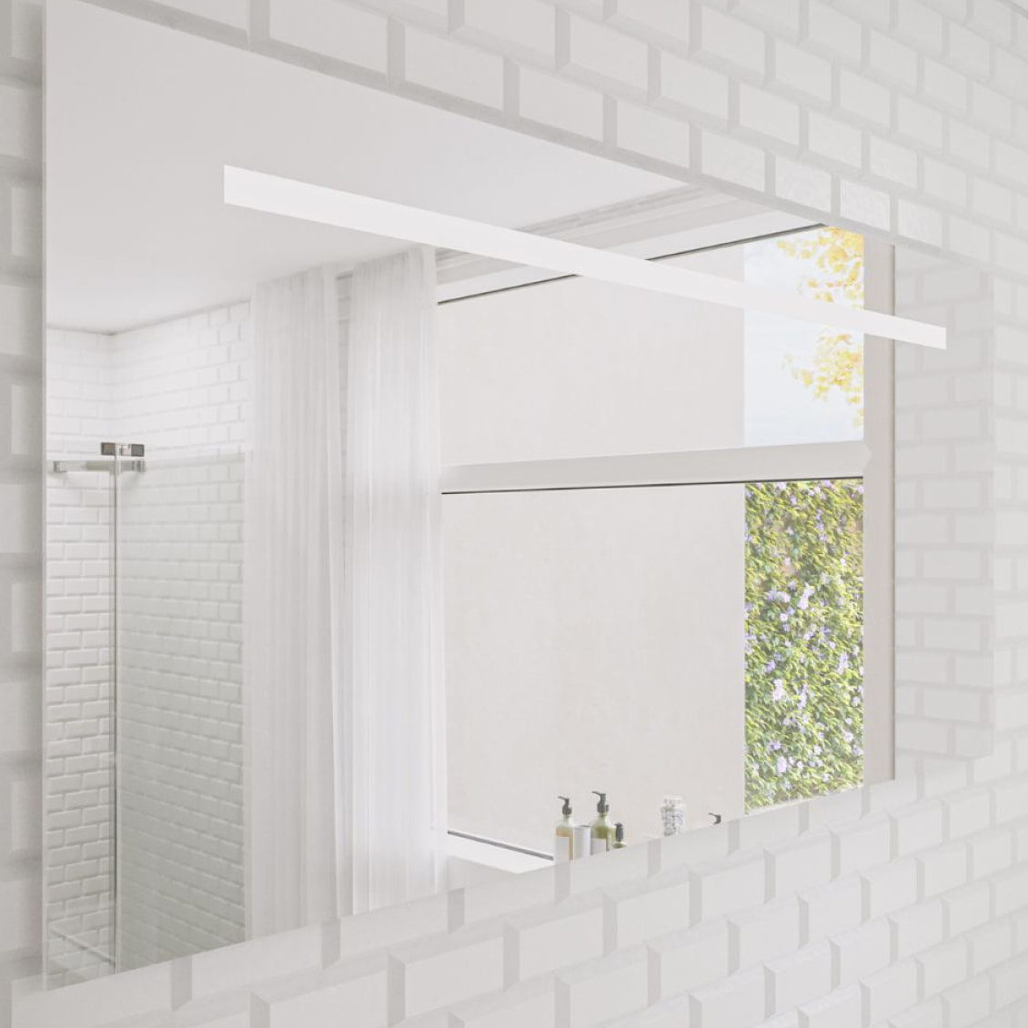 Meuble vasque 120 cm BURGBAD Olena en décalé blanc brillant + miroir