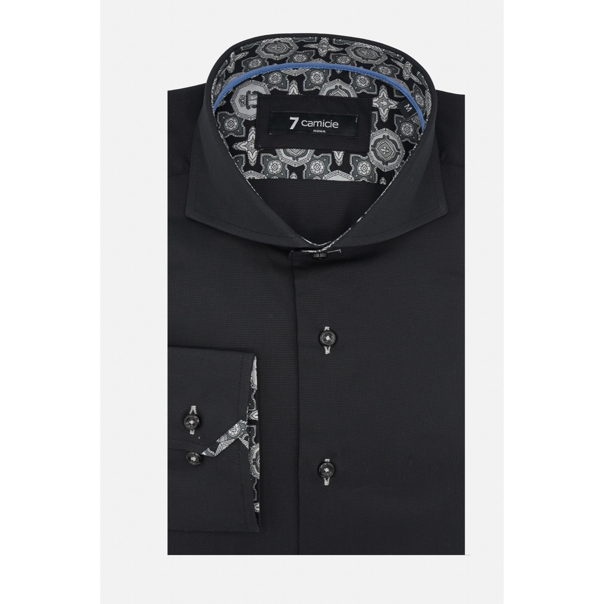 Camicia Uomo 1 Bottone Button Down Slim Armaturato Unito Nero