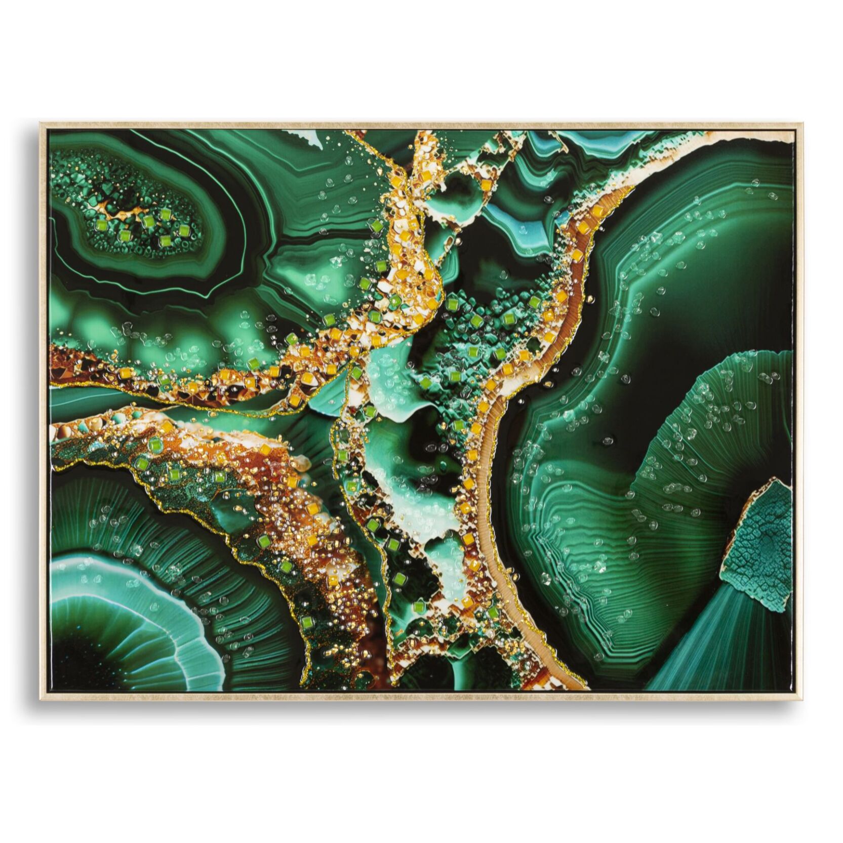 DIPINTO SU TELA LACCATO SMERALDY -B- C/CORNICE CM 82X4X62