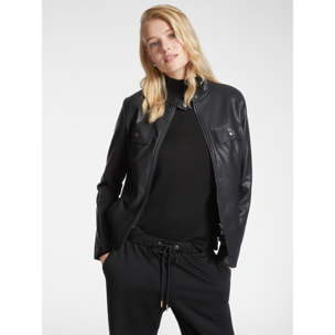 Elena Mirò - Giubbotto biker in due tessuti - Nero