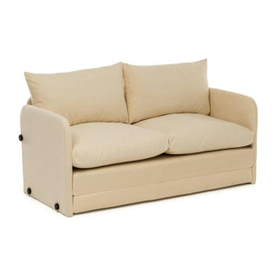 Canapé-lit d'appoint en tissu crème, 2 personnes ORURO