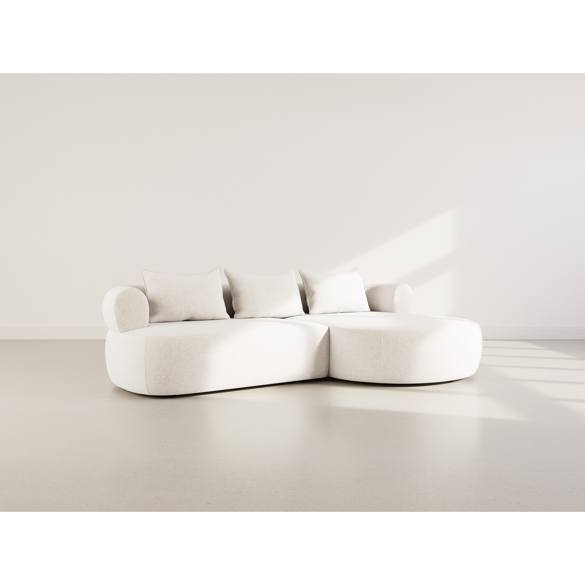 Angela - canapé d'angle droit 4 places en velours texturé - Beige