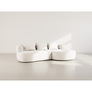 Angela - canapé d'angle droit 4 places en velours texturé - Beige