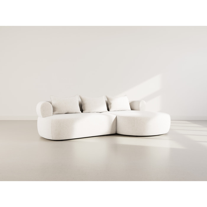 Angela - canapé d'angle droit 4 places en velours texturé - Beige