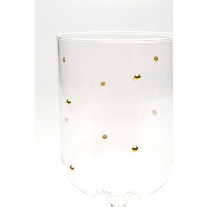 Verres à vin Glam Dots dorés set de 4 Kare Design