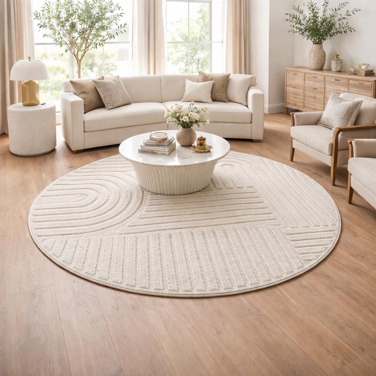 Tapis salon au motif géométrique en relief, design épuré, MANON