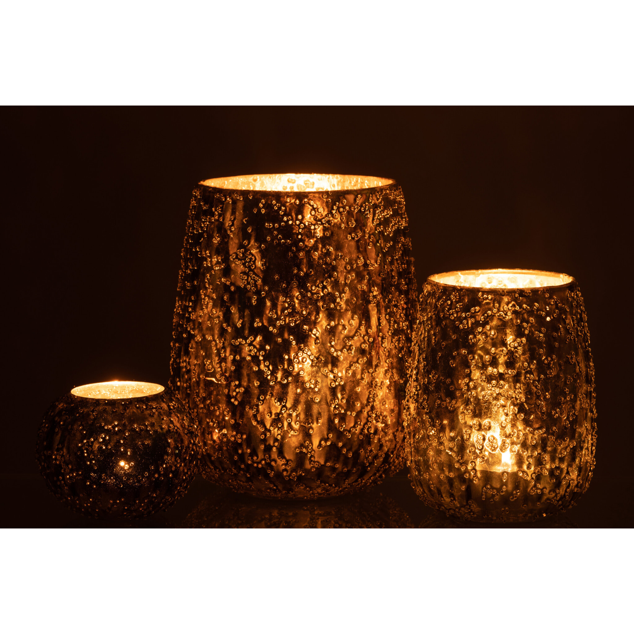 J-Line photophore Lise - verre - marron/or - large