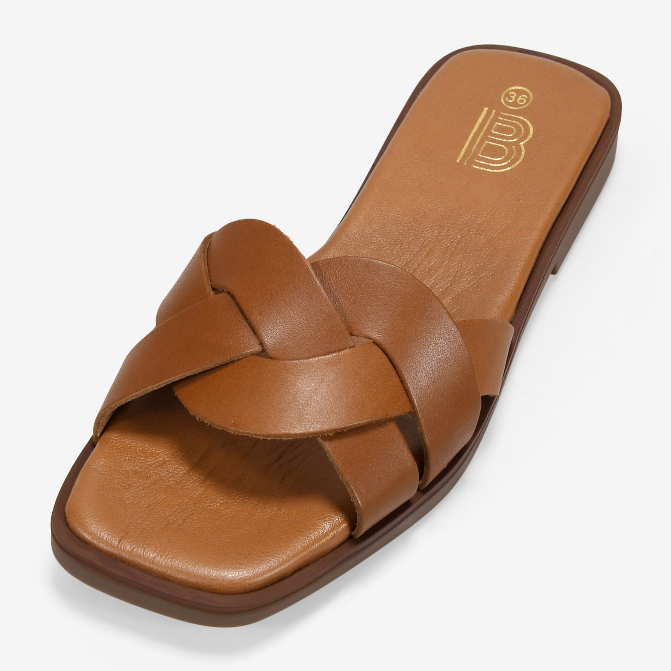 Sandalias planas marrones en piel
