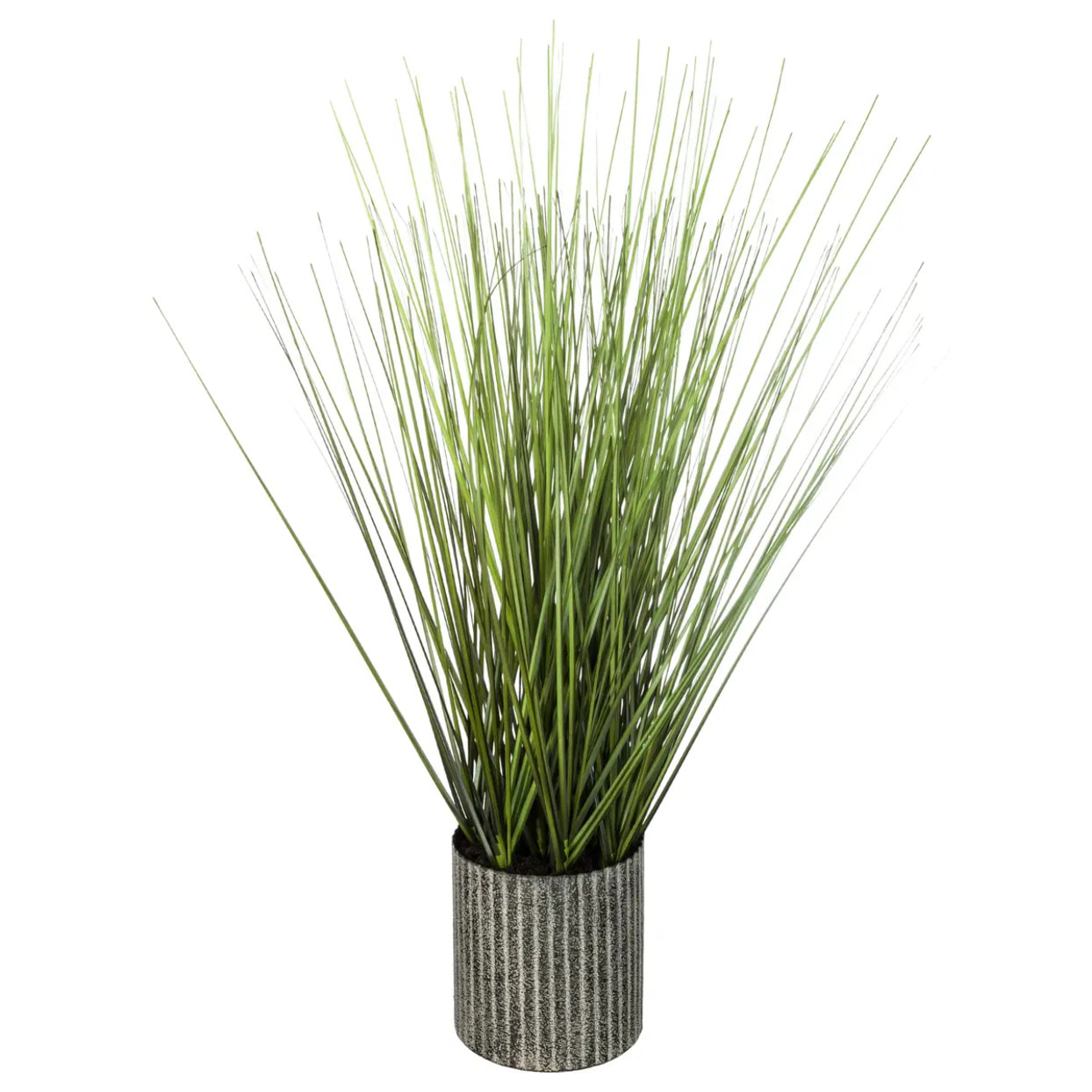 Herbe artificielle - pot en métal - H45 cm