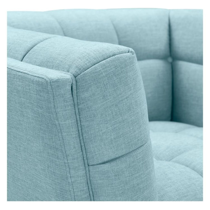 Fauteuil capitonné en tissu bleu clair - Carmen