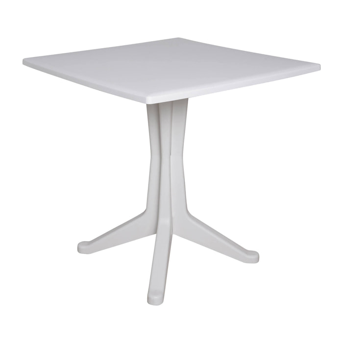 Tavolo da esterno Agostini, Ripiano quadrato fisso, Tavolino da giardino multiuso, 100% Made in Italy, 70x70h72 cm, Bianco