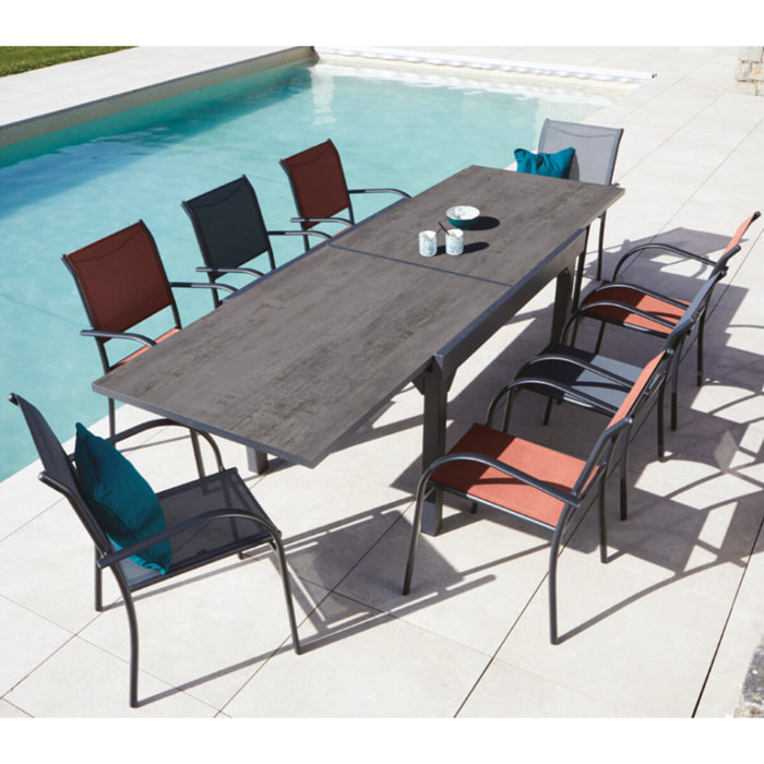 Ensemble table et chaises de jardin  - gris et terracotta - HONFLEUR XL SPC BEZIERS ardoise