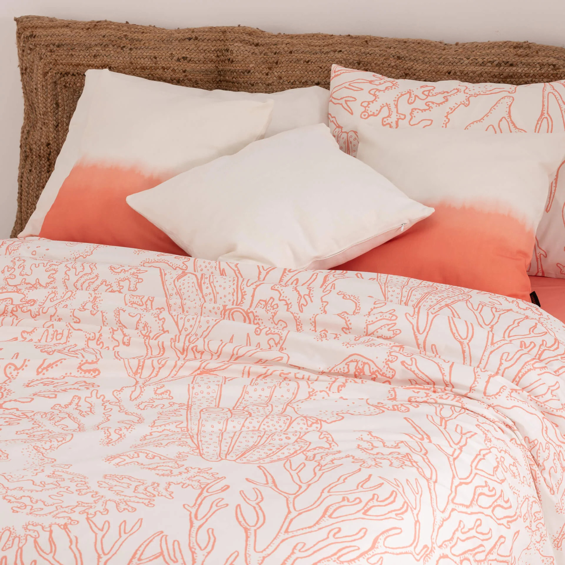 Housse de couette en 100% coton 157 fils Begur Corail