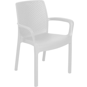 Sedia da esterno Viterbo, Seduta da giardino, Sedia per tavolo da pranzo, Poltrona outdoor effetto rattan, 100 % Made in Italy, Set da 4, Cm 54x60h82, Bianco