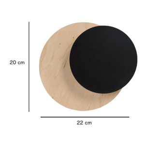 Lampada a parete Circle in acciaio nero opaco e legno