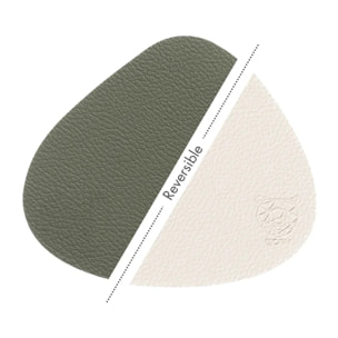Sous-verre curve réversible - 6 pièces - Cuir recyclé blanc crème et vert de gris
