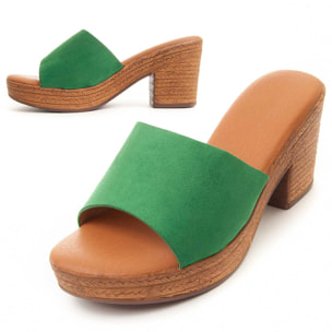 Sandalias de Tacón - Verde - Altura: 7 cm