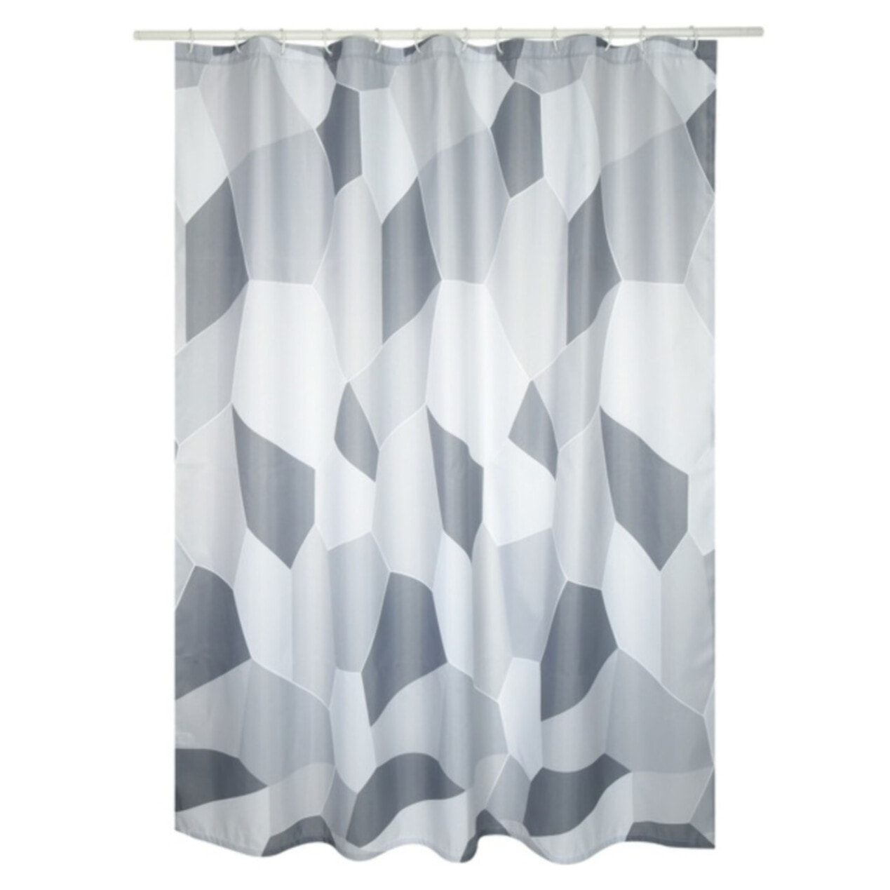 Rideau de douche Polyester ORIGAMI 180x200cm QUALITE PREMIUM Gris  - Anneaux inclus MSV