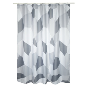 Rideau de douche Polyester ORIGAMI 180x200cm QUALITE PREMIUM Gris  - Anneaux inclus MSV