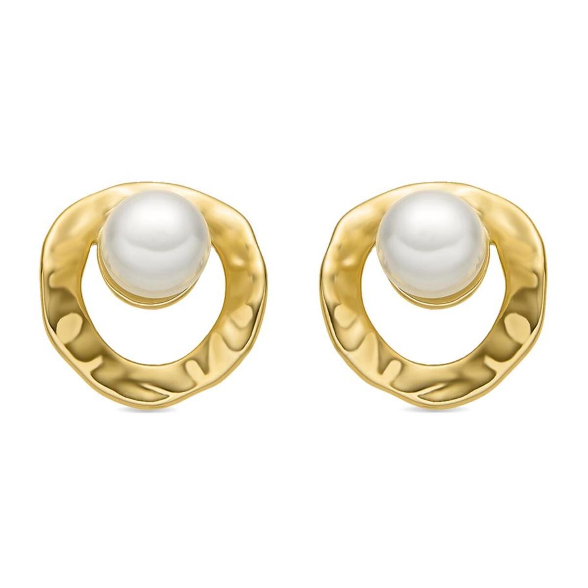 Pendientes con Perla Blanca acabado oro 18k