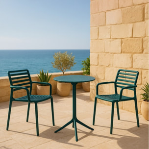 Set da 4 sedie da giardino in polipropilene verde petrolio con braccioli – Tago