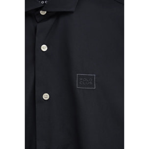 Camisa popelín azul marino de corte regular con logo Polo Club