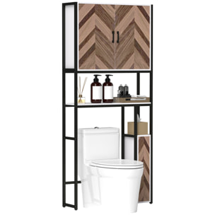 Mueble sobre Inodoro Armario sobre Inodoro con 3 Puertas 2 Estantes Ajustables y Compartimento Abierto Mueble de Baño 79,5x23x178 cm Multicolor
