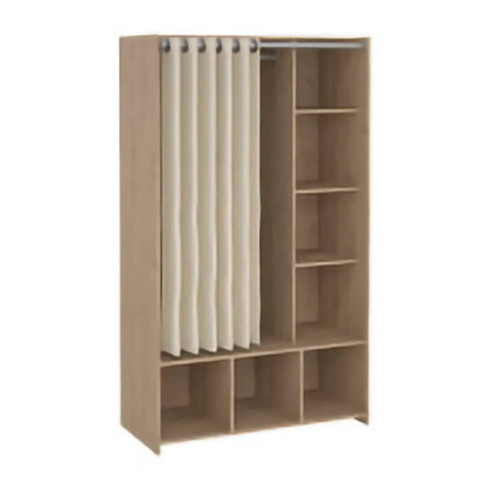 Guardaroba grande Jal, Mobile camera da letto, Cabina armadio portabiti, Armadio appendiabiti, 105x48 h180 cm, Rovere e Beige