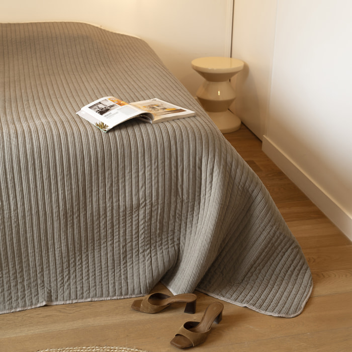 Jeté de lit matelassé en velours côtelé - Lin