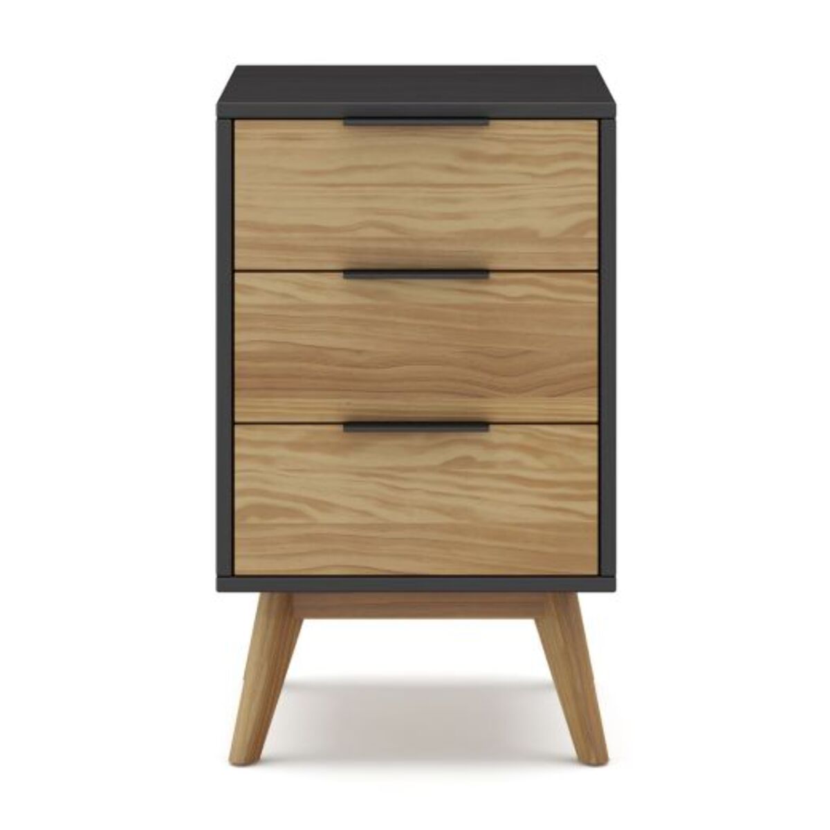 Mesita de noche Numa 3 cajones Gris Alpino - Oak