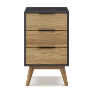 Mesita de noche Numa 3 cajones Gris Alpino - Oak