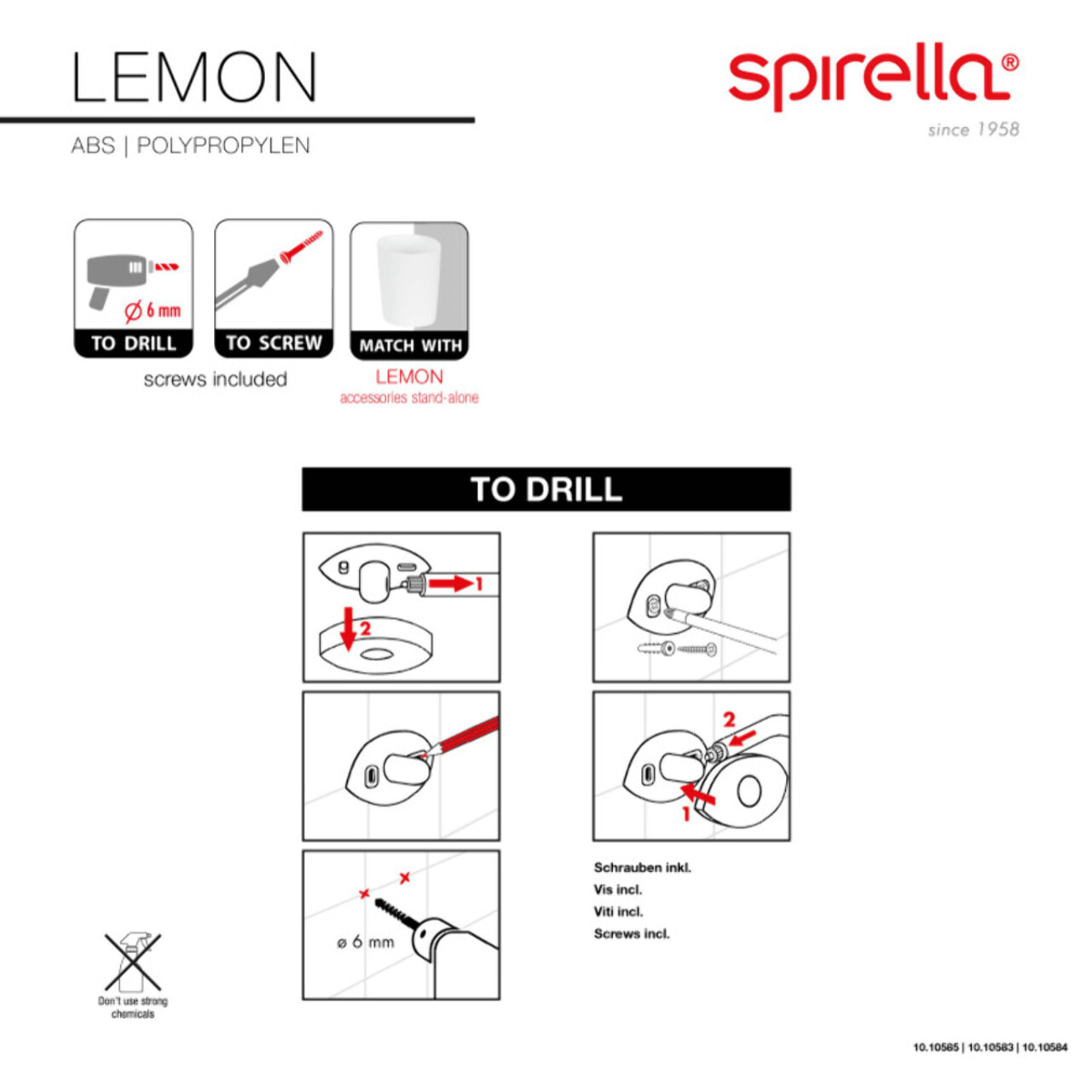 Porte serviettes mural incurvé en Aluminium LEMON Blanc Spirella