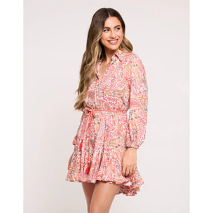 Vestido Corto Estampado Rosa - Winona