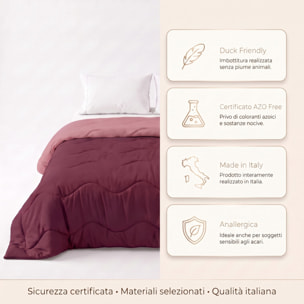 Trapunta invernale bicolor Made in Italy in microfibra di poliestere - Vinaccia/Rosa