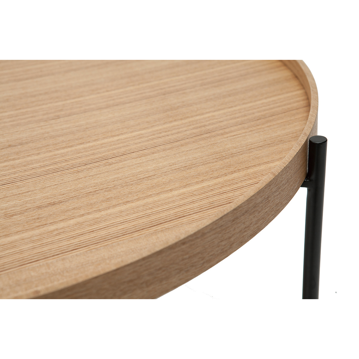 Table basse ronde bois clair et métal noir D75 cm BASSY