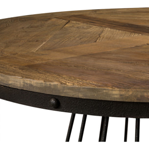 Table ronde 5 personnes en bois de cèdre et pied en métal D110 cm - Pralus