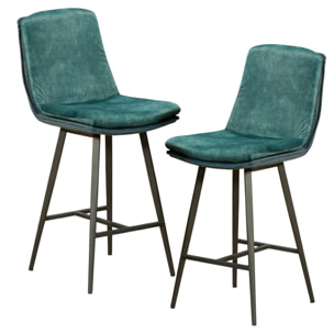 Chaise de bar en velours bleu (lot de 2) OKA