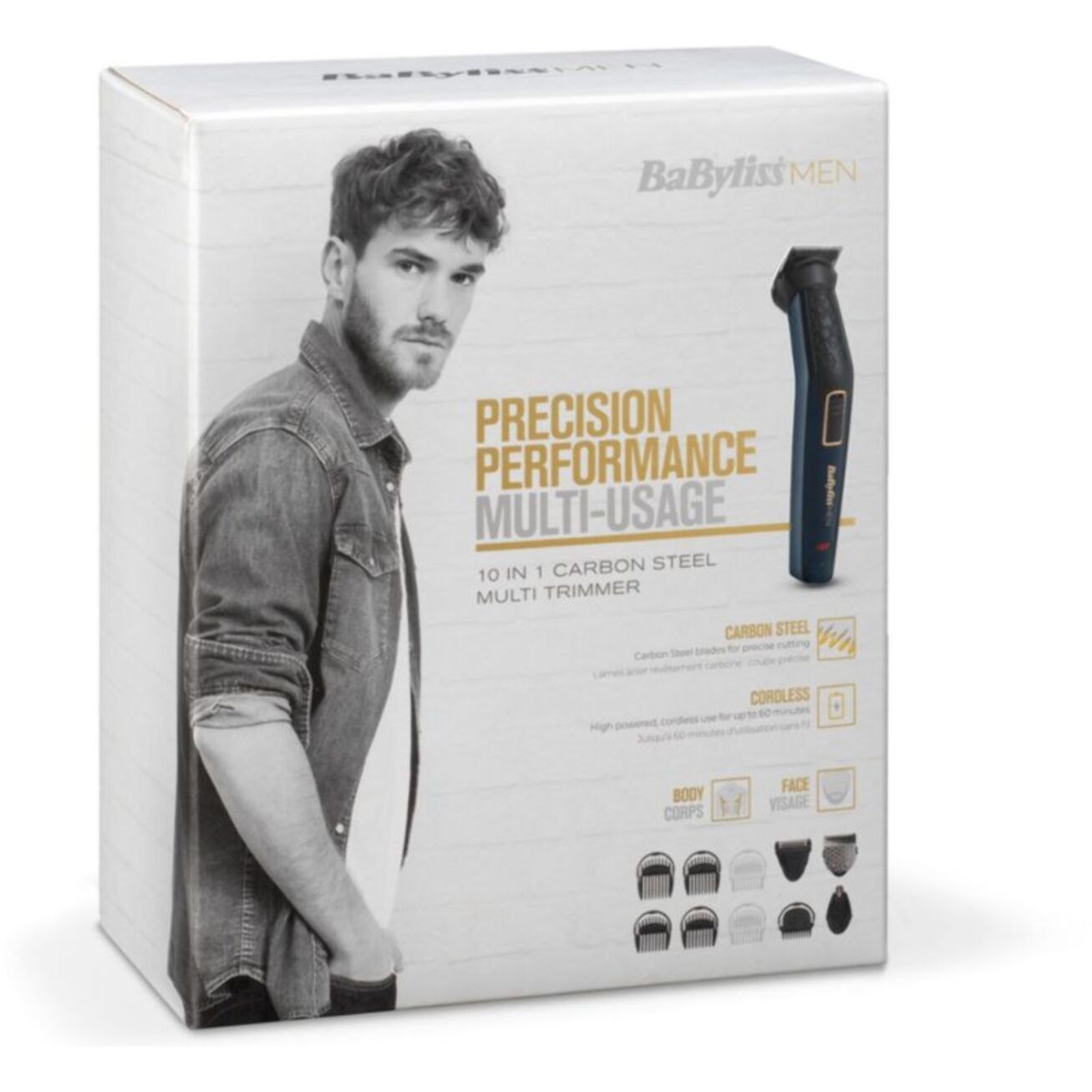 Tondeuse multi usages BABYLISS MT728E 10 en 1 Carbon Steel