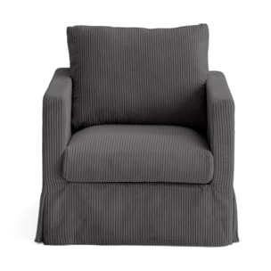 Serena - fauteuil déhoussable en velours côtelé - Gris