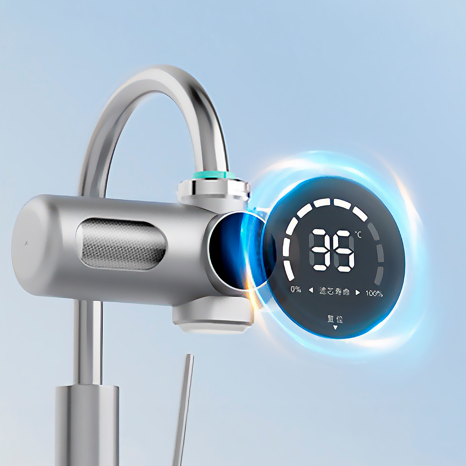 Purificador de agua 718 para grifo con pantalla inteligente, filtro antical y de cloro, sistema de filtración multicapa, doble salida y tecnología UV antibacteriana.