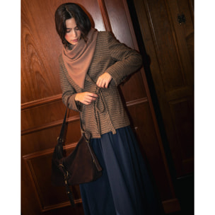 Blazer cruzada con solapa y ajuste con lazadas