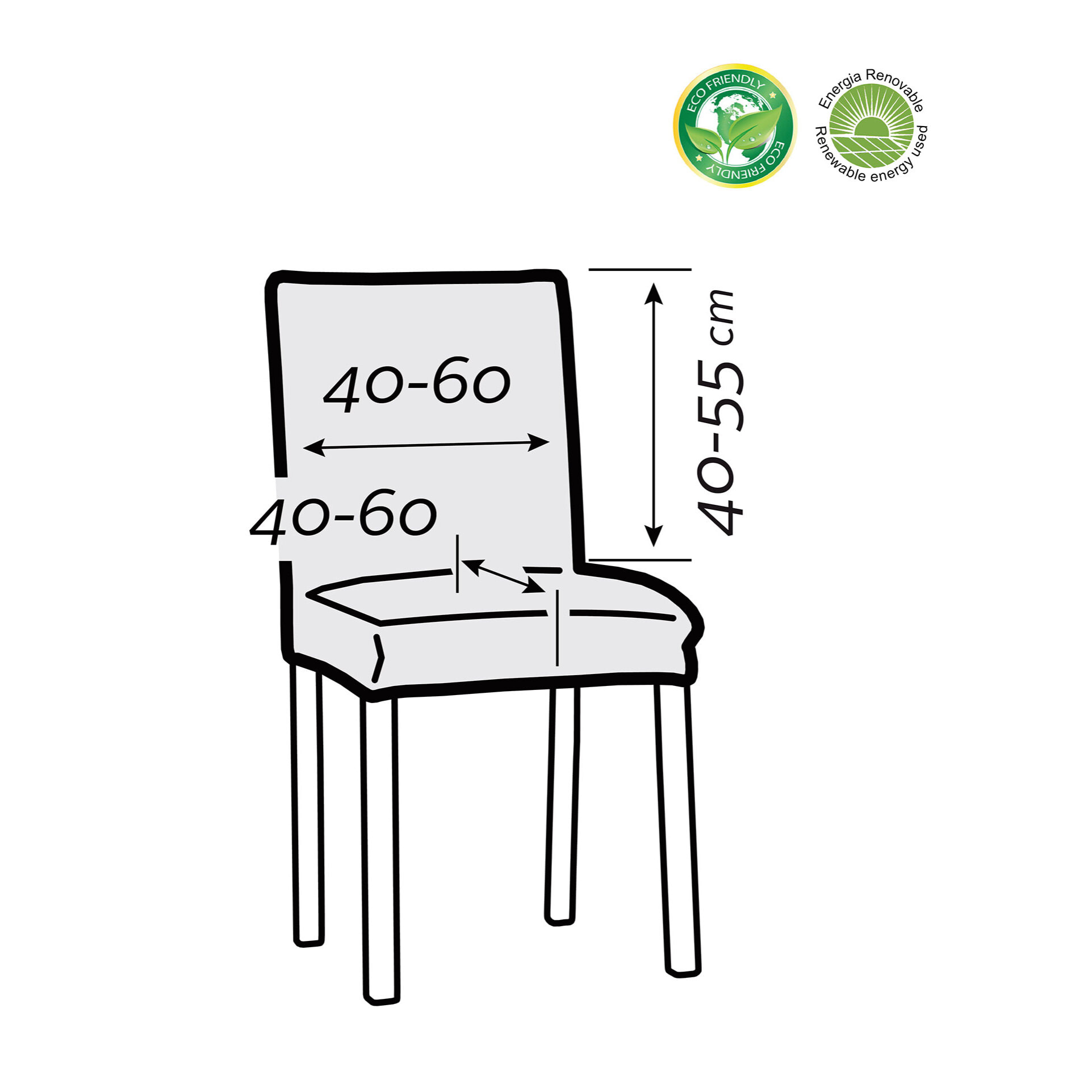 Funda Elástica para silla con RESPALDO pack2 unidades modelo HELENA