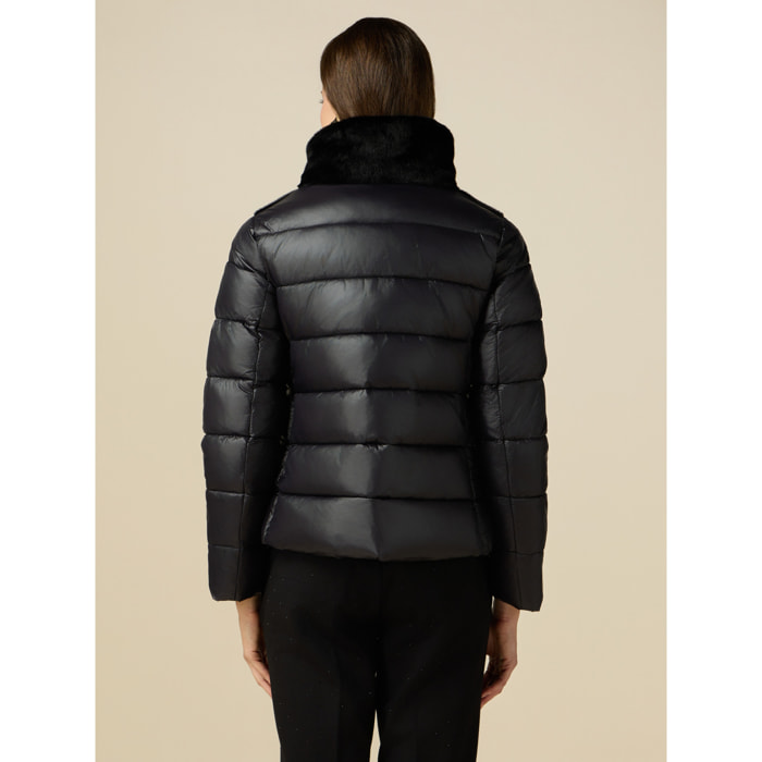 Oltre - Down jacket with teddy insert - Negro