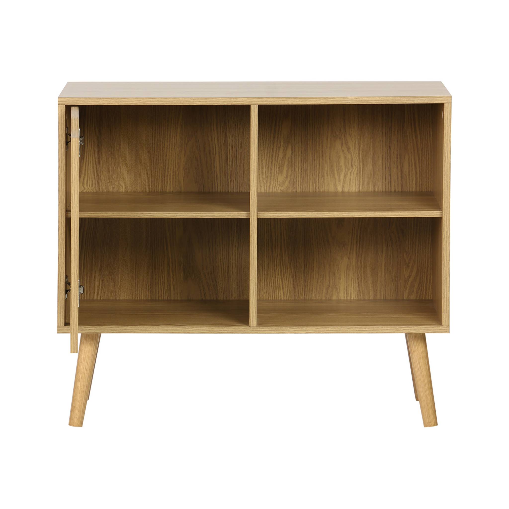 Buffet de rangement effet frêne 1 porte. 2 étagères. buffet bas. 80cm