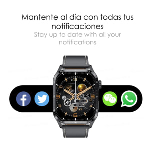 Smartwatch GT4 con pantalla de 1,9, corona giratoria multifunción, tensión, ECG y notificaciones. Correa de cuero.