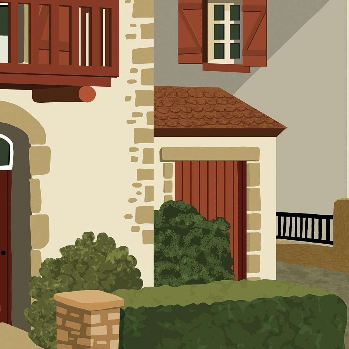 Papier peint panoramique Le village basque de Sare  Intissé