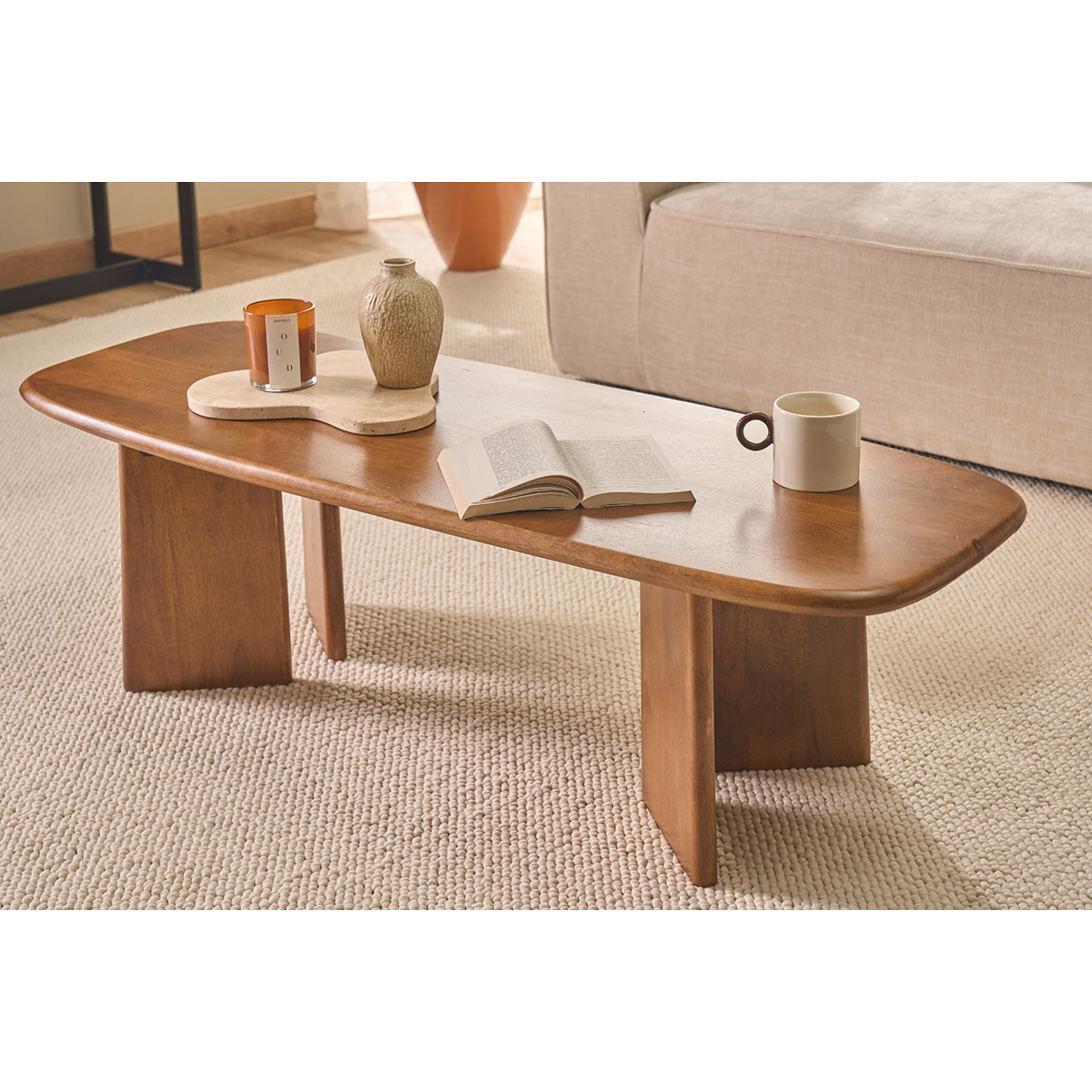 Table basse rectangulaire en bois manguier massif teinté L120 cm SOTA