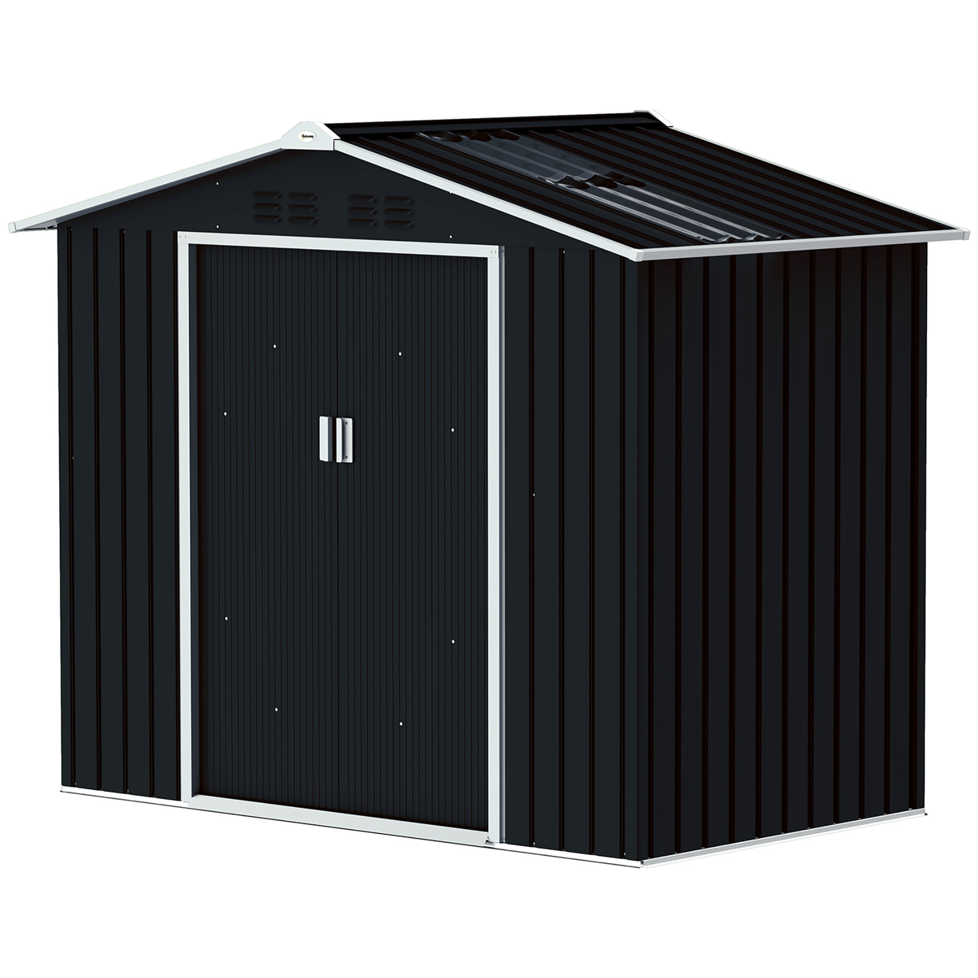 Abri de jardin - cabanon porte verrouillable - 213 x 130 x 185 cm - tôle d'acier anthracite